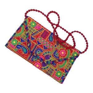 Rajasthani Jaipuri Art Sling Bag Foldover Clutch Purse